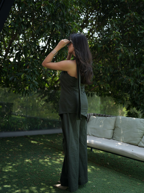 Roma Halterneck Green Linen Co-ord Set