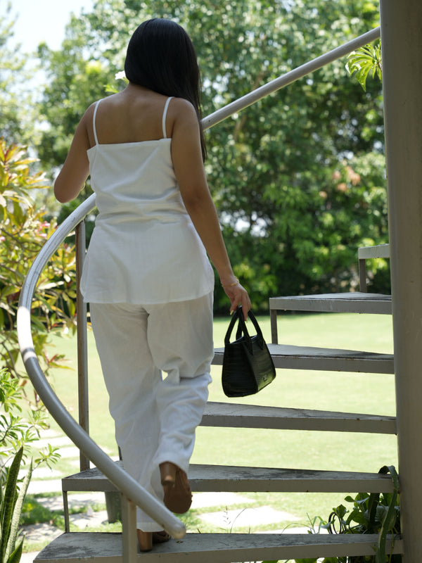 Signature Peplum White Linen Co-ord Set