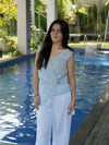 Azzurra Blue & White Linen Drape Set