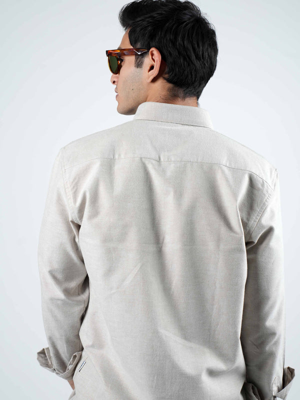 Subtle Beige Cotton Oxford Shirt