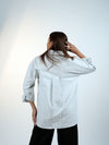 Light Grey Cotton Linen V-Neck Shirt