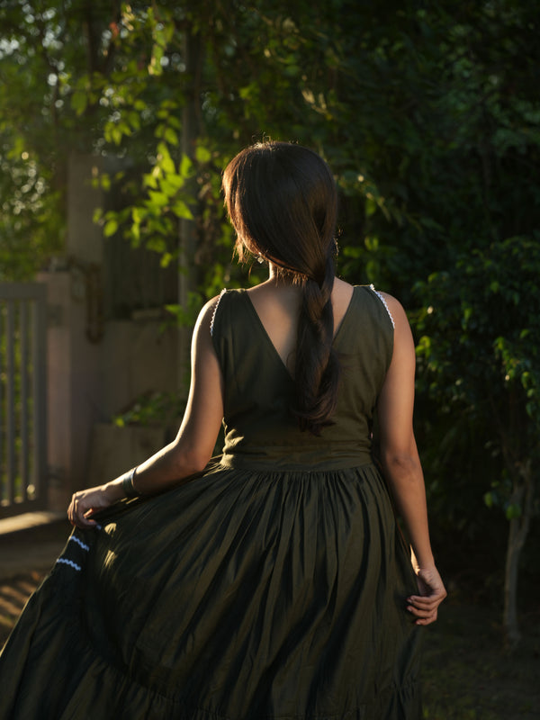 Meadow Green Linen Summer Dress
