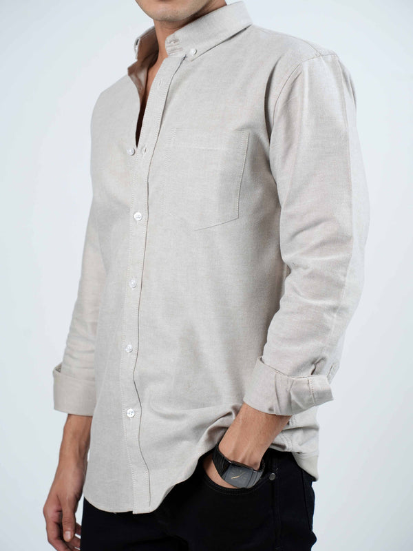 Subtle Beige Cotton Oxford Shirt