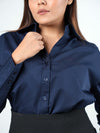 Luxe Navy Satin Shirt
