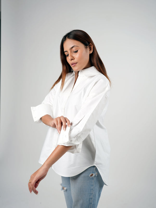 Pearl White V-Neck Shirt