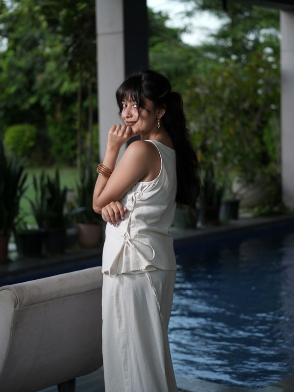 The Muse Ivory Linen Co-ord Set