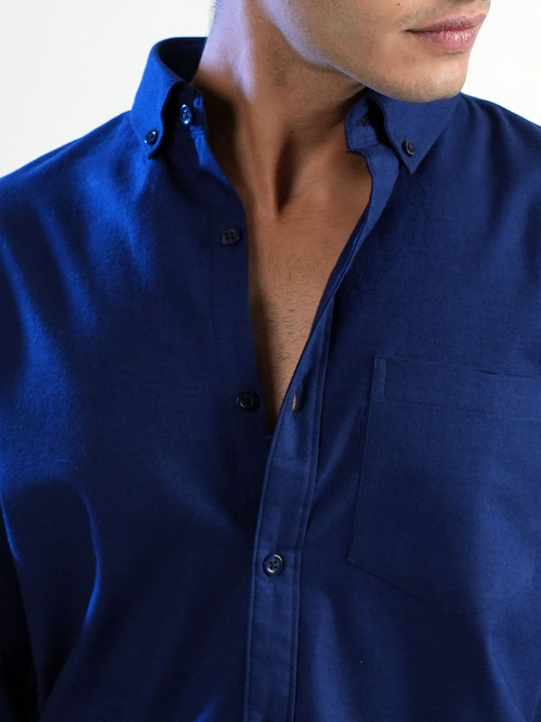 Navy Blue Cotton Oxford Shirt