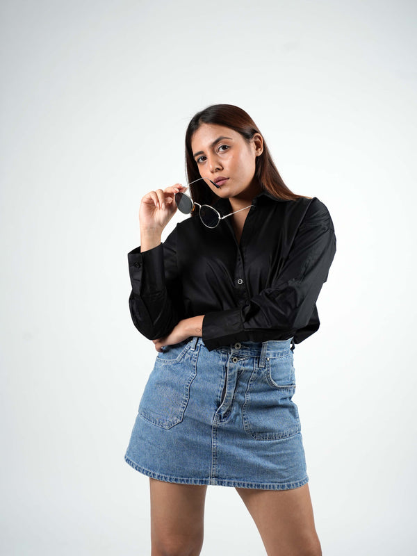 Signature Black Satin Shirt