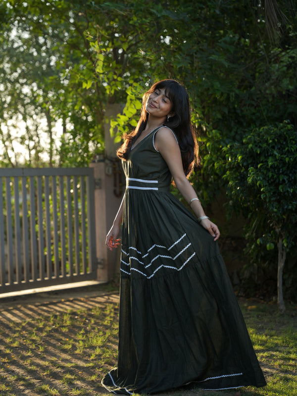 Meadow Green Linen Summer Dress
