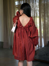 Volant Rust Linen Babydoll Dress