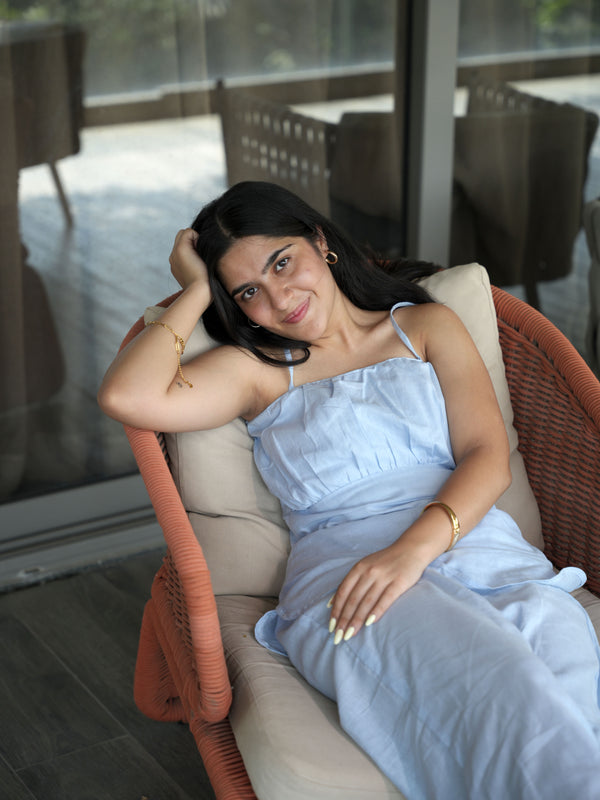 Signature Peplum Blue Linen Co-ord Set