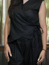 Torsia Wrap Black Linen Co-ord Set