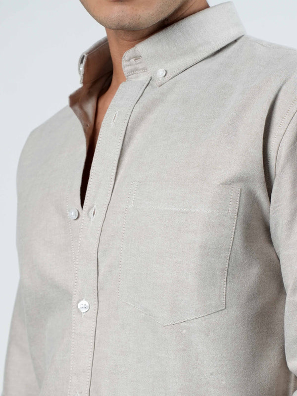 Subtle Beige Cotton Oxford Shirt