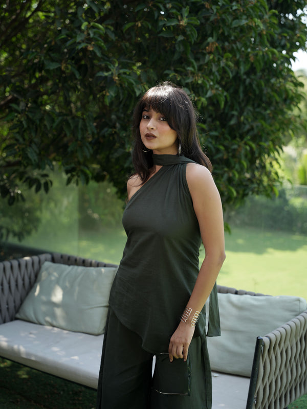 Roma Halterneck Green Linen Co-ord Set
