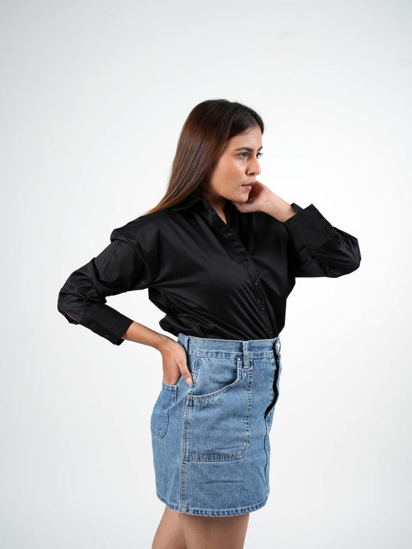 Signature Black Satin Shirt