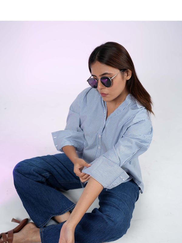 Santorini Stripes V-Neck Shirt