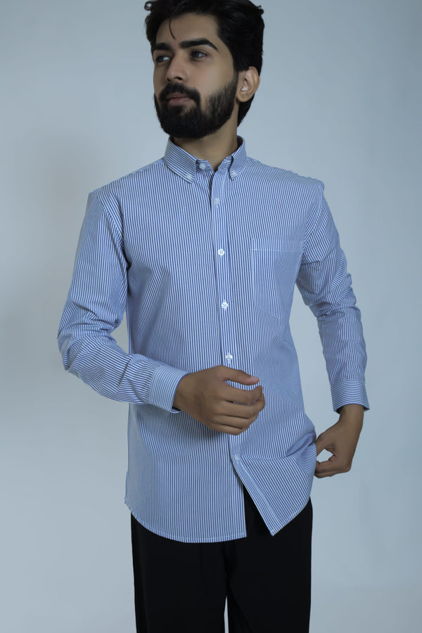 Blue and White Stripes Shirt
