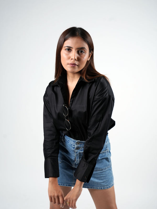 Signature Black Satin Shirt