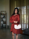 Volant Rust Linen Babydoll Dress