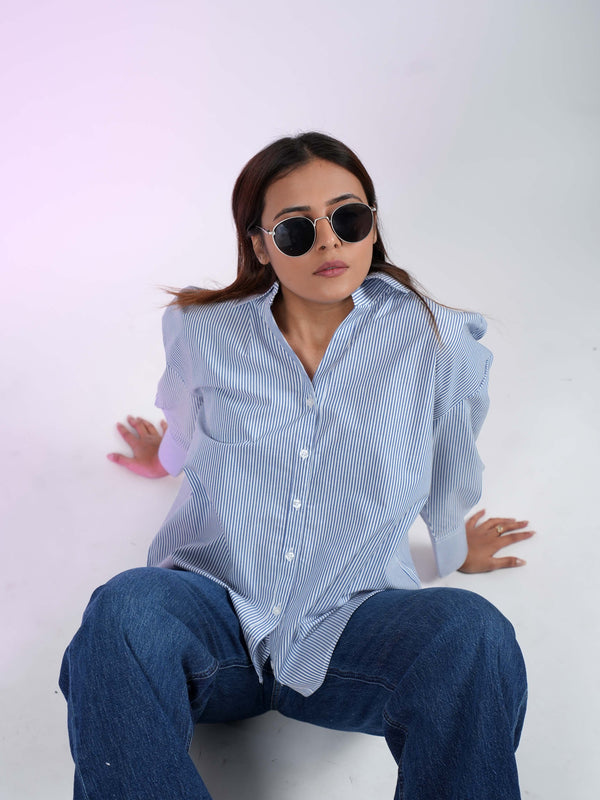 Santorini Stripes V-Neck Shirt