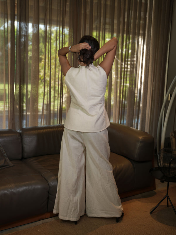 Maison Waistcoat Ivory Linen Co-ord Set