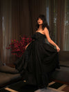 Obsidian Bow Black Linen Dress