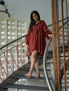 Volant Rust Linen Babydoll Dress