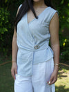 Azzurra Blue & White Linen Drape Set