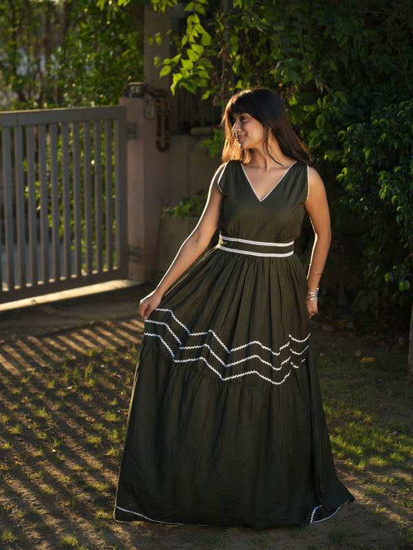 Meadow Green Linen Summer Dress