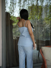 Signature Peplum Blue Linen Co-ord Set