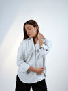 Light Grey Cotton Linen V-Neck Shirt