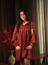 Volant Rust Linen Babydoll Dress
