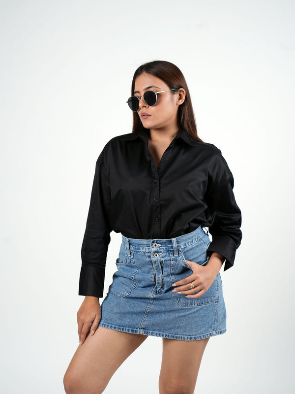 Signature Black Satin Shirt