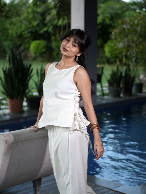 The Muse Ivory Linen Co-ord Set