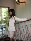 Floral Embellished Ivory Khadi Blazer Dress