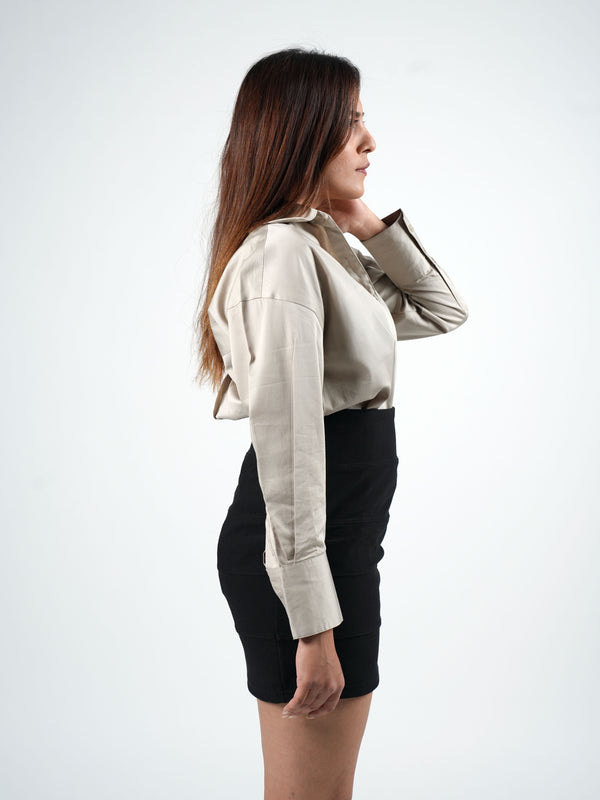 Italian Beige Satin Shirt