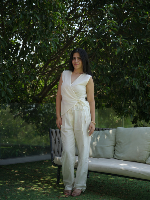 Torsia Wrap Buttercream Linen Co-ord Set