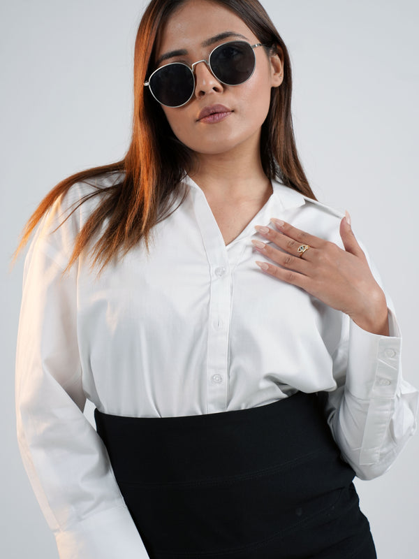 The CEO White Satin Shirt