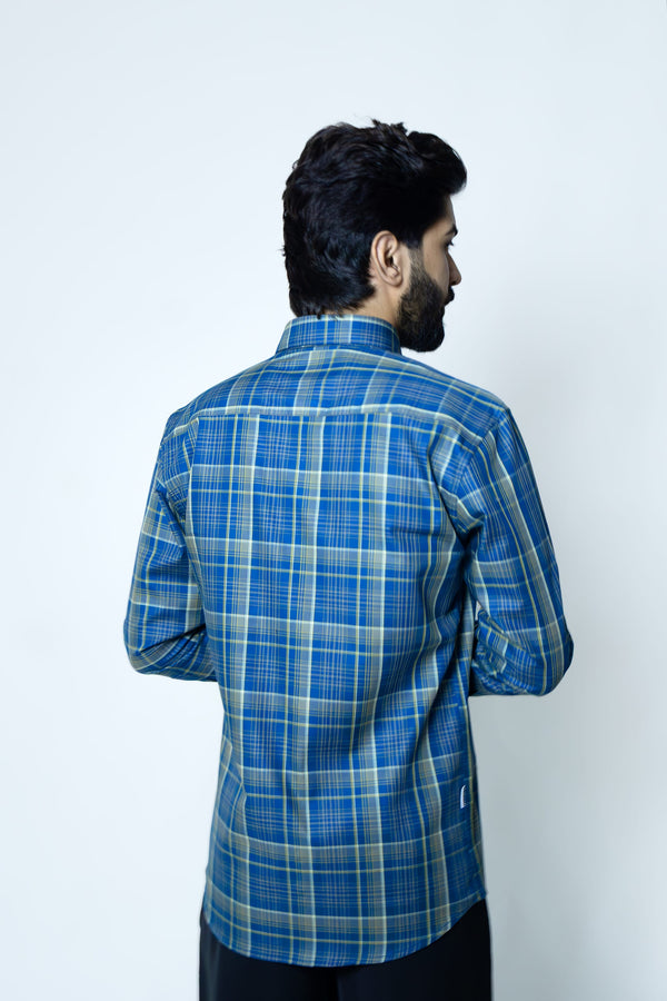 Blue and Green Signature Twill Checks Shirt