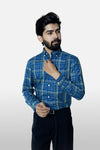 Blue and Green Signature Twill Checks Shirt