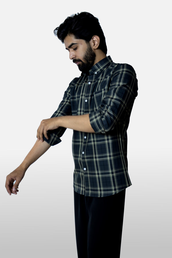 Black and Khaki Signature Twill Checks Shirt