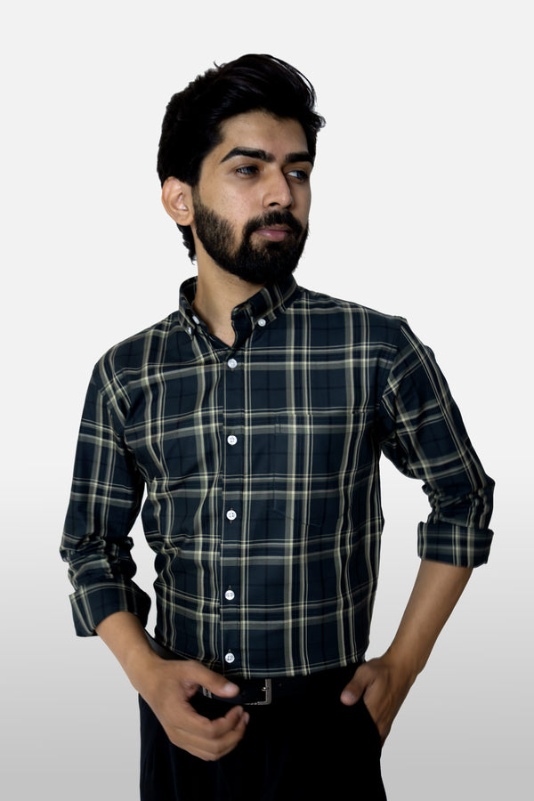 Black and Khaki Signature Twill Checks Shirt