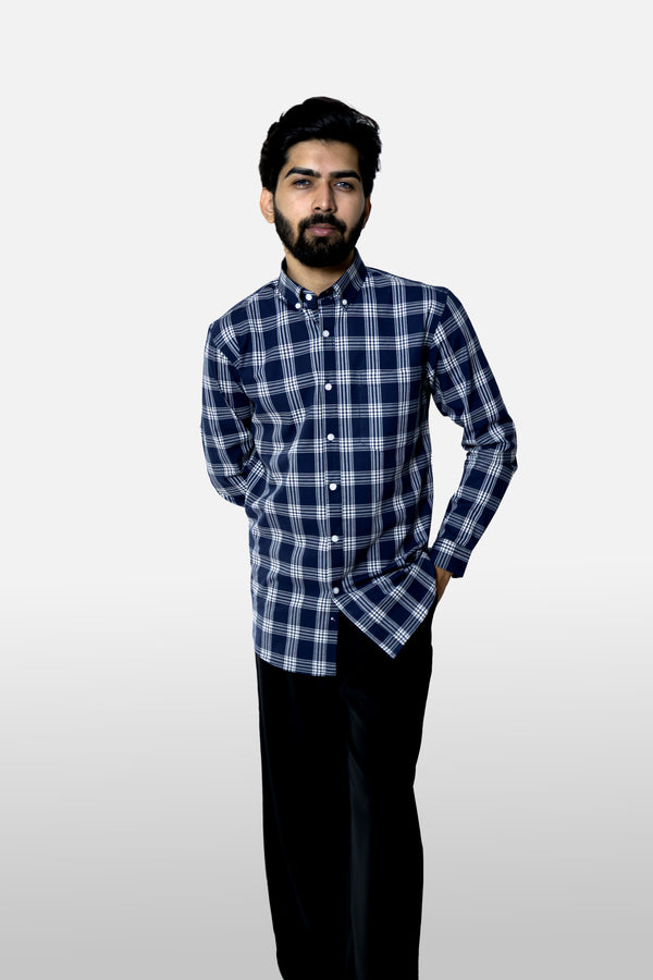 Navy Blue Checks Shirt