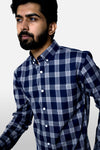 Navy Blue Checks Shirt