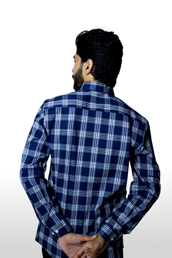 Navy Blue Checks Shirt