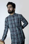 Teal Blue Signature Twill Checks Shirt