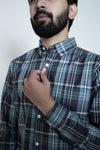 Teal Blue Signature Twill Checks Shirt