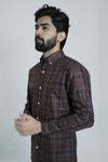 Coffee Brown Signature Twill Checks Shirt