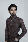 Coffee Brown Signature Twill Checks Shirt