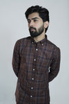 Coffee Brown Signature Twill Checks Shirt